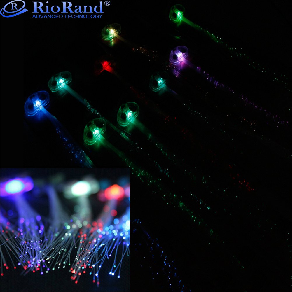 RioRand LED Fiber Optic Lights Up Hair Alternating Multicolor Flash Barrette 10 Piece Clip Braid for New Years Eve Party, 6.4 Ounce : Fiber Optic Clothes : Beauty