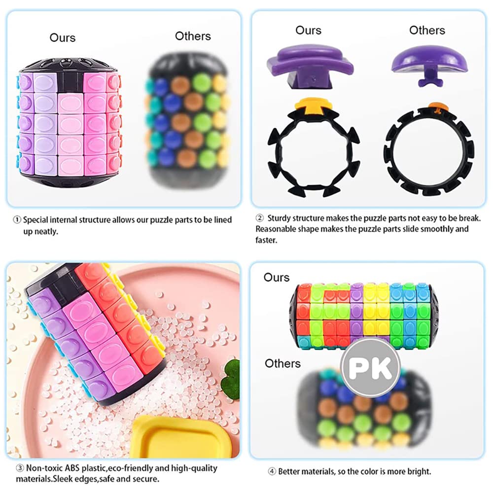 Magic Slide Fidget Mua Magic 3D Puzzle Cube Rainbow Fidget Toys Cylinder Rotate Slide 5 ...
