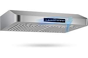 TAZPI 30 Inch Under Cabinet Range Hood 1200 CFM, 4-Speed Kitchen Hood with Touch Control & Gesture Sensing Stainless Steel Kitchen Stove Vent Hoods with 2 LED Lights Standard Series