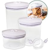 Avid Armor Vacuum Seal Food Storage Containers with Hose &ndash; 3 Piece Set | Vacuum Sealer Containers for Delicate Foods &amp; Coffee in 2L 1.4L 0.7L Sizes &ndash; Seal Repurposed Glass Jars &amp; Keep Produce Fresh