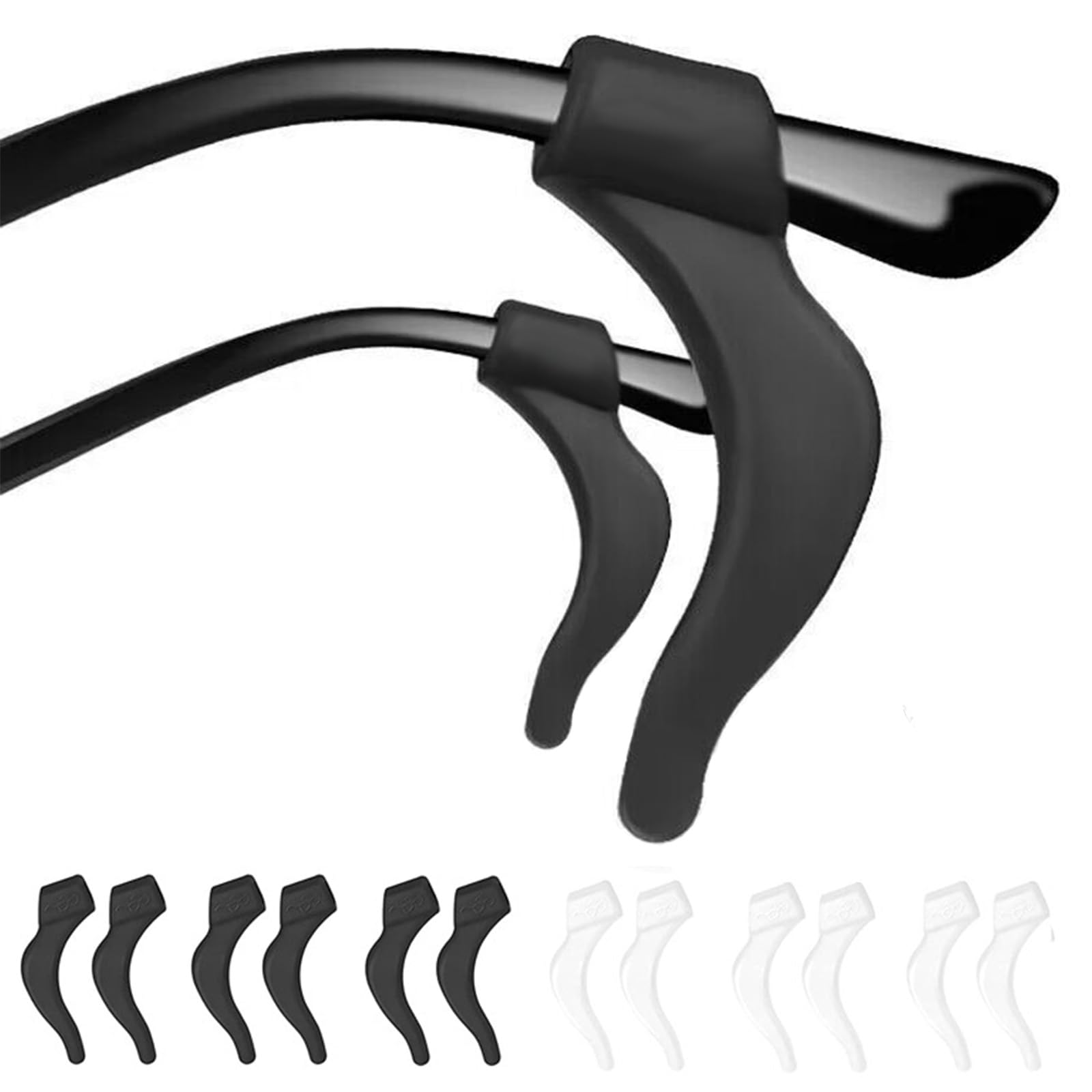 Photo 1 of DIAONIAN 6 Pairs Eye Glasses Ear Grippers,Anti Slip Eyeglasses Ear Grips,Silicone Ear Hooks for Sunglasses,Readingglasses,Sportsglasses (Black+White)
