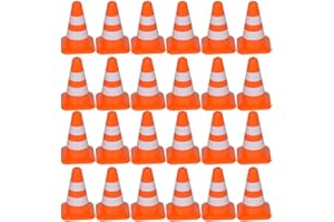 NUOBESTY 50Pcs Mini Traffic Cones, 0.98in Mini Traffic Cones Signs Miniature Sports Training Roadblock Toy Small Street Signs Models for Construction, Kids Pretend Play, Barricades, Traffic Scene