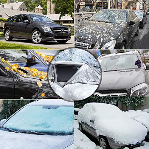 MAJALiS Car Windshield Rear Mirror Cover, Windshield Sunshade Foldable Windshield Cover Sun Shade Reflection Blocker Magnetic Scrachproof Windproof Fits Universal Vehicle All Season
