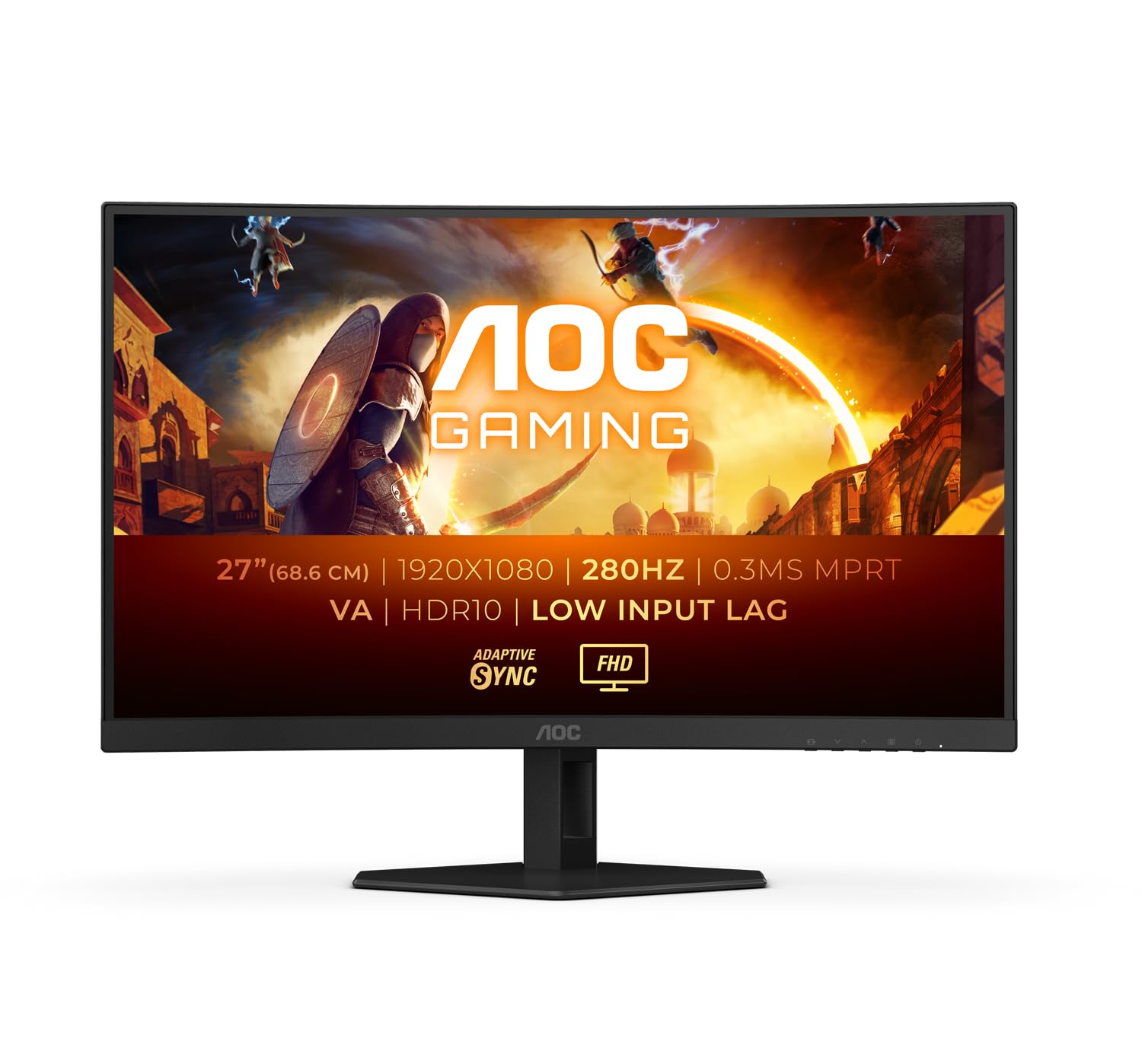 Aoc C27G4Zxed Gaming Monitor Curved Display Showing Immersive Gaming Setup