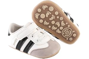 Bellocasa Baby Boys Girls Sneakers Toddler Non-Slip Soft Rubber Sole First Walking Shoes Infant Newborn Crib Dress Shoes