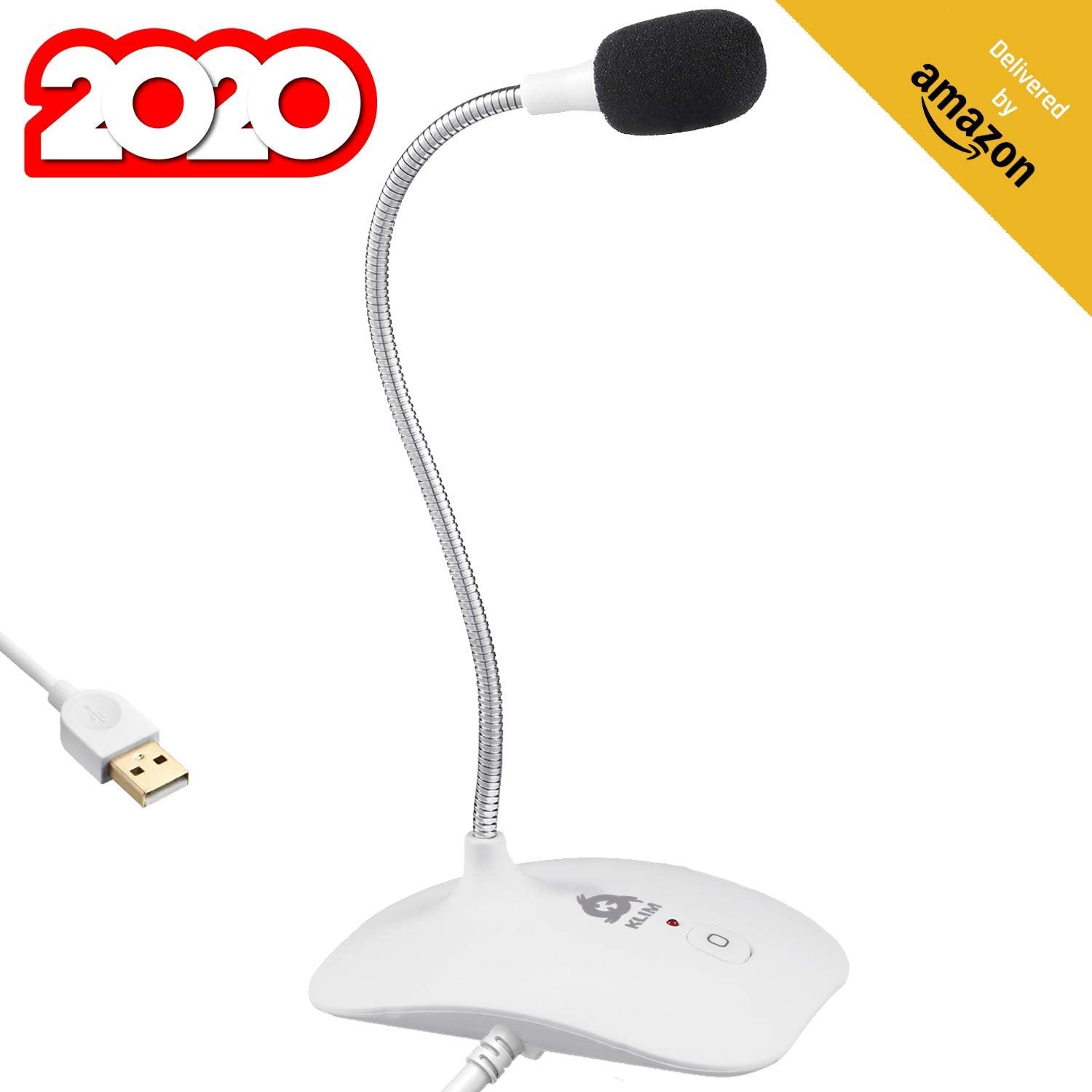 KLIM Talk - USB Desk Microphone for Computer - Compatible with Any PC, Laptop, Mac, PS4 - Professional Desktop Mic with Stand - Recording, Gaming, Streaming, YouTube, Podcast Mics - White: Home Audio & Theater