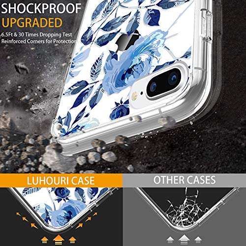iPhone-8-Plus-Case-iPhone-7-Plus-Case-with-Screen-Protector-LUHOURI-Clear-Girls-Women-Slim-Fit-Protective-Hard-Case-with-Soft-TPU-Bumper-Silicone-Cover-Phone-Case-for-iPhone-8-Plus-7-Plus-Blue