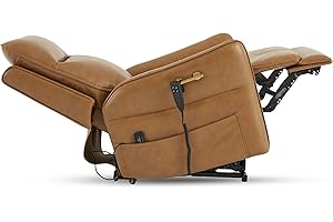 Irene House Zero Gravity Lift Chair for Elderly Power Lift Recliner with Massage Heating Electric Lift Sofa,Side Pocket,Faux Leather,9119(Yellow Brown)