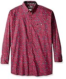 Wrangler Men's Big and Tall George Strait One Pocket Long Sleeve Burgundy Woven Shirt