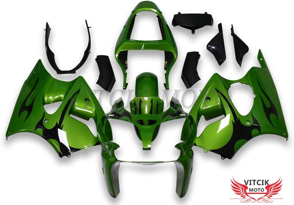 VITCIK (Fairing Kits Fit for ZX6R ZX-6R Ninja 636 2000 2001 2002 ZX6R 00 01 02) Plastic ABS Injection Mold Complete Motorcycle Body Aftermarket Bodywork Frame(Green) A075
