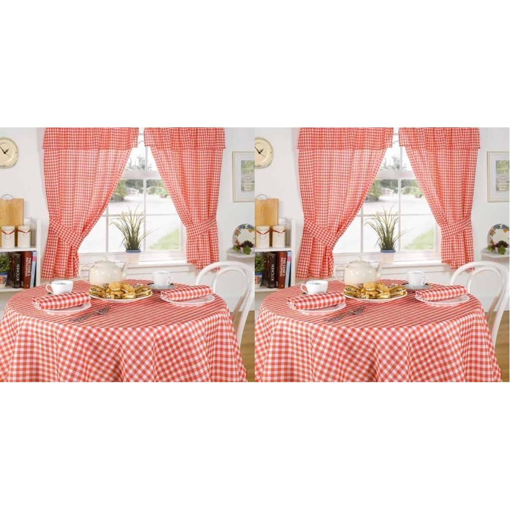 Emma Barclay Molly - Gingham Table Cloth in Red - 63" (160cm) Round (Pack of 2)