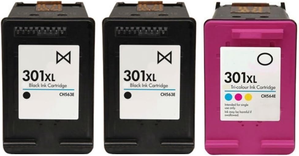 Picture Expert Remanufactured 301xl (CH563E) Black x 2 & 301xl (CH564E) Colour x 1 Ink Cartridge Pack for HP Printers