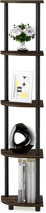 Furinno TURN-N-TUBE Corner Shelf 5-Tier Walnut 29.5W x 146.6H cm view 5