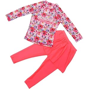 Cute Full Body Swimsuits for Kids Girls Floral Rash Guard Wet Suits in Cold Water for Swimming Beach Pool Playwear