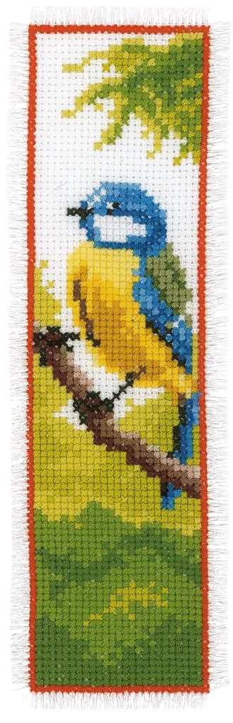 Vervaco Bookmark Blue Tit Counted Cross Stitch Kit, Multi-Colour