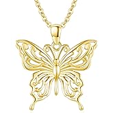 CUOKA MIRACLE Butterfly Necklace for Women 925 Sterling Silver Dainty Cute Butterfly Charm Jewelry Gold Delicate Pendant Butterfly Necklace Birthday Christmas Gift for Wife Girlfriend Mom Teen