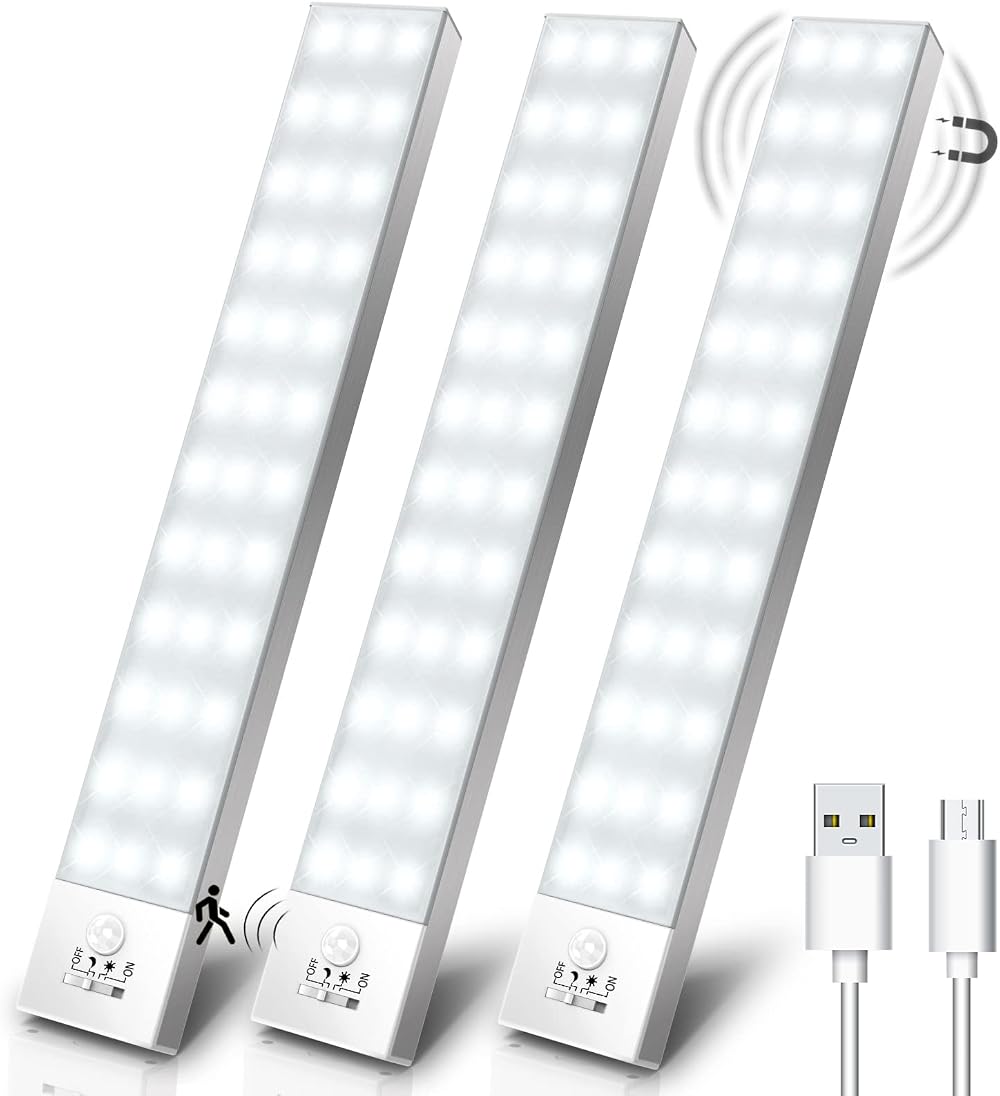 OUILA 36LED Under Cabinet Lights 1000mAh 5000K Motion Sensor USB Rechargeable 3