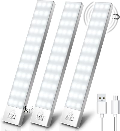 OUILA 36LED Under Cabinet Lights 1000mAh 5000K Motion Sensor USB Rechargeable 3