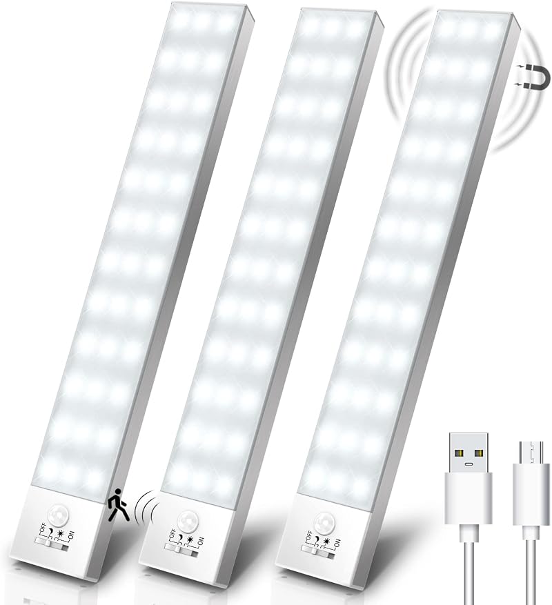 OUILA 36LED Under Cabinet Lights 1000mAh 5000K Motion Sensor USB Rechargeable 3