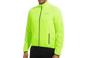 qualidyne Men’s Lightweight Cycling Jacket, Windproof Water-Resistant Bike Windbreaker with Reflective Details and 2 Zip Pockets for Running, Cycling & Hiking