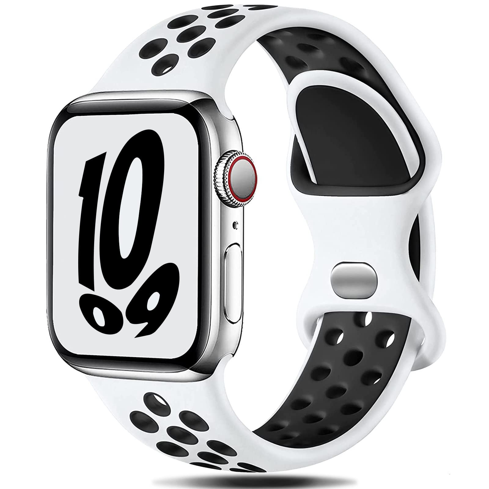 Sport Strap Compatible with Apple Watch Straps 44mm 42mm 45mm 46mm 49mm 41mm 40mm 38mm,Breathable Silicone Sport Band Replacement for iWatch Series Ultra 10/9/8/7/6/5/4/3/2/1/SE Men Women