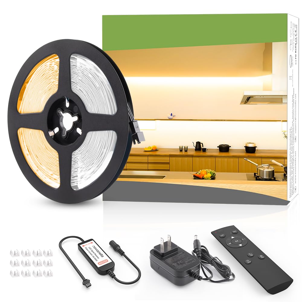 Photo 1 of NOVOSTELLA 20ft Waterproof Tunable White LED Strip Lights, Dimmable Flexible Rope Light 3000K-6500K 12V Tape Light with Remote, Ribbon for Outdoor and Indoor Bedroom Home Mirror Kitchen Bar Cabinet