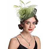 SAFERIN Women's Fascinators Feathers Tea Party Hat Veil Headband with Hair Clip for Cocktail Church