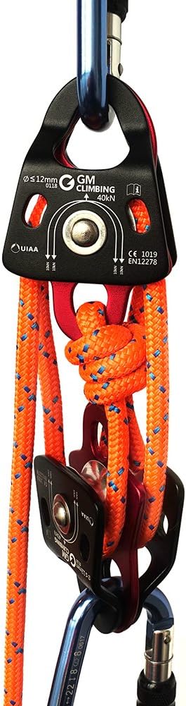 GM CLIMBING 40kN Micro Double Pulley Prusik Minding Ball Bearing UIAA CE for Progress Capture System Rigging Hauling Rescue Arborist Tree Climbing (Pack of 2) : Sports & Outdoors