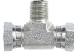 Brennan Industries 1601-08-08-08-FG Forged Steel Tee Adapter Fitting, 1/2"-14 NPTF x 1/2"-14 NPSM x 1/2"-14 NPSM, 1.000" Hex