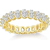 MINDDHA 14K Gold Plated Rings- Oval Cubic Zirconia Love Ring Simulated Diamond Stackable Rings Eternity Bands/Silver Rings, Gold Rings for Women- 4mm Band Size 4-12