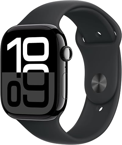 Apple Watch Series 10 GPS 46mm Jet Black Aluminium Case Black Sport Band M/L
