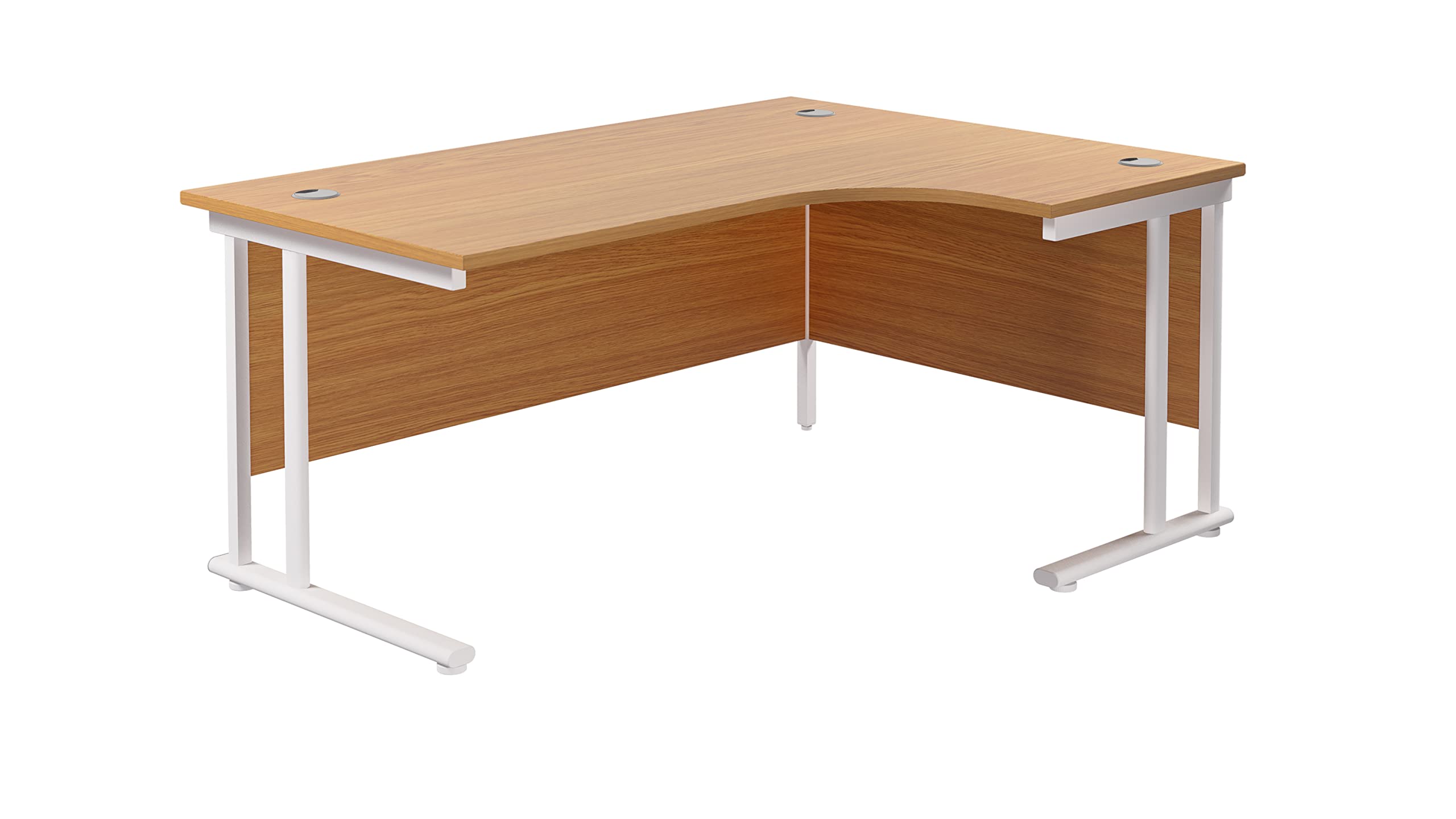 Office Hippo - L Shaped Office Desk 160 x 120cm. Large Corner Computer Desk For Home Office With Integrated Cable Ports, Ideal For Work, Study, Gaming And Hobby Workstation (Oak/White)
