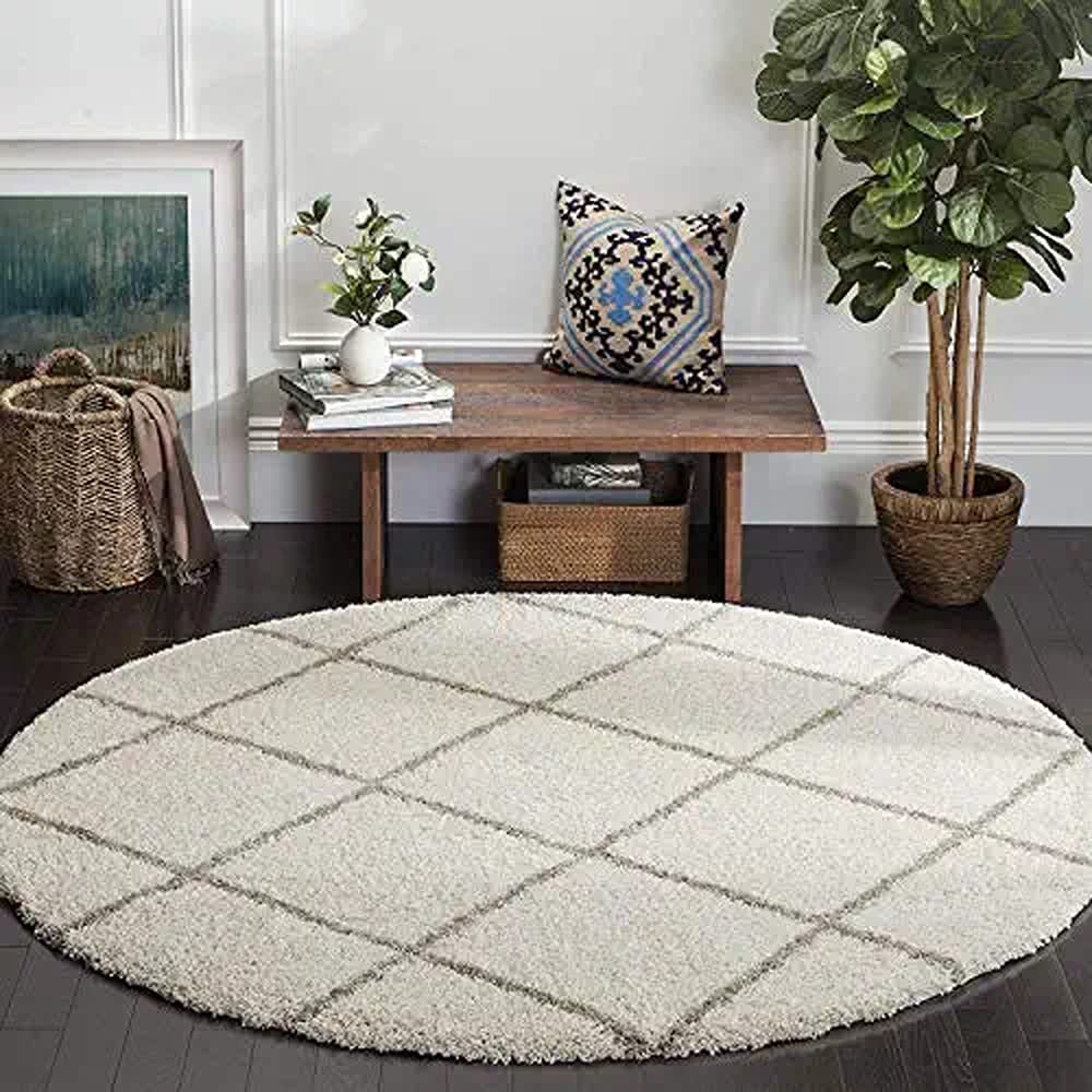Buy Kanha Handloom Super Soft Polyester Anti Slip Round Shaggy Carpet Bedside Runner Area