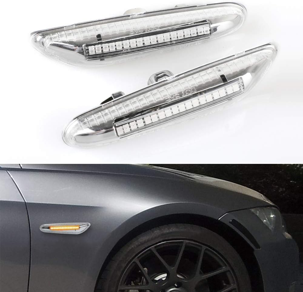 Clear Lens Amber LED Side Marker Turn Signal Light 2 Packs For BMW E90 E91 E92 E93 E46 E53 X3 E83 X 1 E84 E81 E82 E87 E88