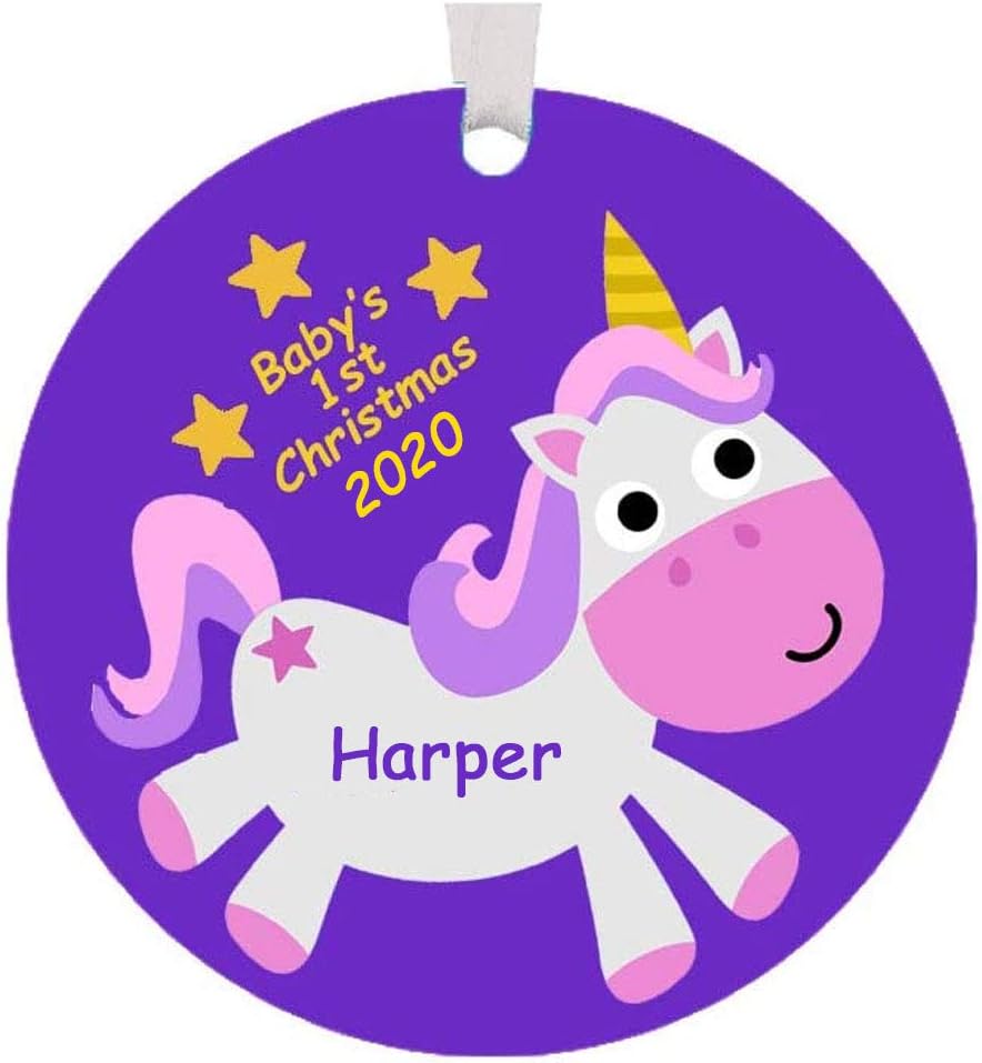 baby's first christmas unicorn ornament