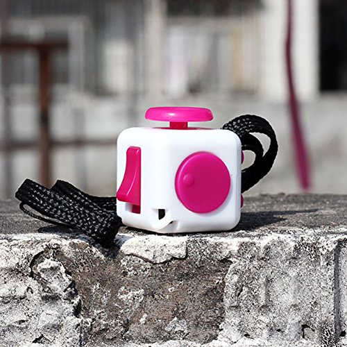 Balai Mini Fidget Cube Toy With Keychain Relieve Stress Anxiety And Boredom White/Pink