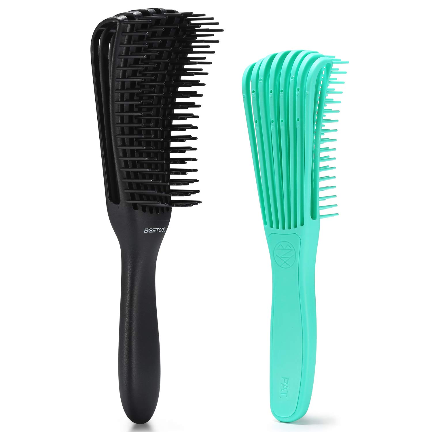 2Pack BESTOOL Detangle Brush, Detangling Brush for Black Natural Hair, Detangler Brush for Faster n Easier Defined Wet Dry 3/4abc Curly, Coily, Kinky Hair with No Pain (Black, Green) : Beauty