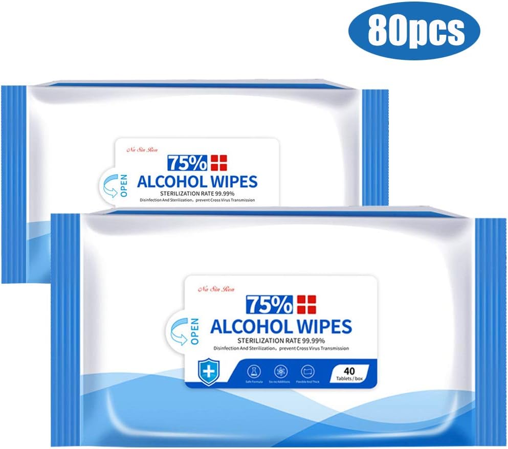 Clean Wipes 2 Pack,80 Wipes,75% Soft Wipes Large Wet Wipes(7"x6"),for All-Purpose Cleaning