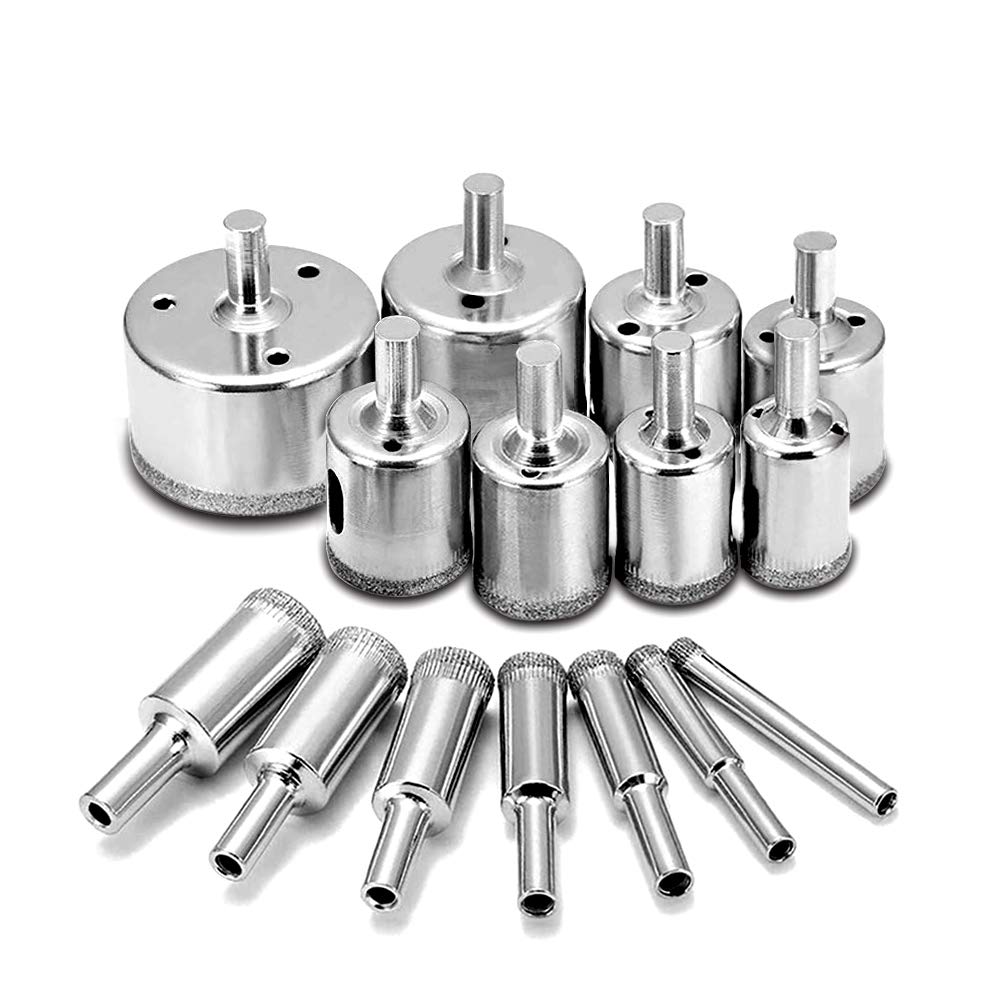AniSqui Tile Hole Cutter Set, (15 Pcs Tile Hole Saw), Diamond Drill Bit, (Remover Tools for Glass, Porcelain, Ceramic, Granite Stone) 4-50mm