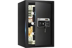 APRXUVOT 3.3 Cuft Large Fireproof Safes, Security Safe Box Fireproof Waterproof with Digital Keypad, Removable Shelves and Alarm System, Anti-theft Fire Proof Safe for Home Documents, Valuables