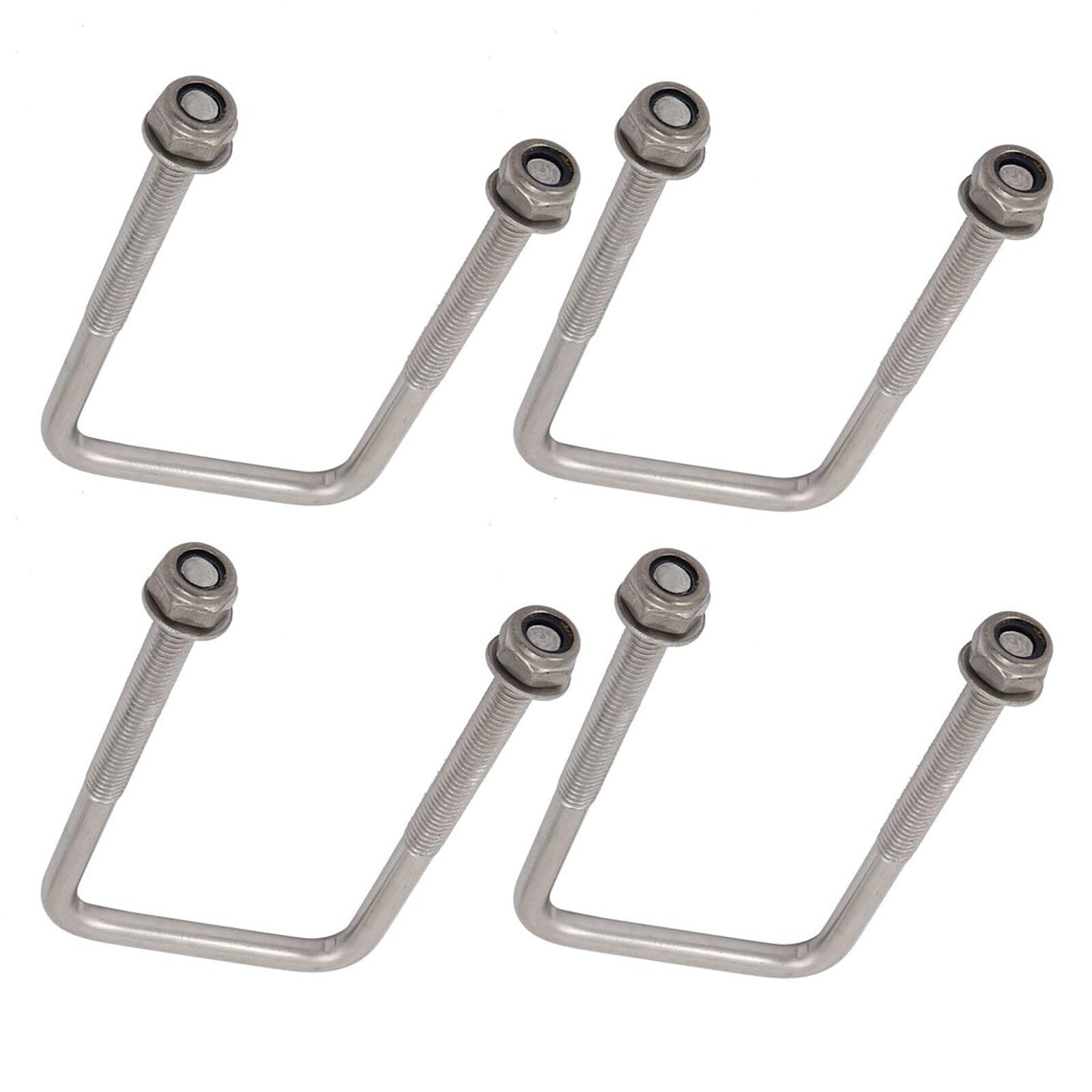 TOP-VIGOR 4 sets M6 Square U-Bolts, 40mm Inner Width 80mm Length 304 Stainless Steel U-Bolts with Nut, Washer for Building Installations Mechanical Parts Connection Cehicles Ships