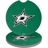 Dallas Stars Logo Car Coasters, Pack of 2, 2.5" Ceramic Stone, Drink Coaster for Cup Holders with Finger Notch