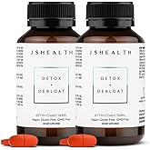 JSHealth Vitamins Detox and Debloat Liver Health Formula | Liver Detox Pills | Debloating Formula with Milk Thistle, Turmeric, Fennel | Liver Cleanse Supplement (60 Tablets, Pack of 2)