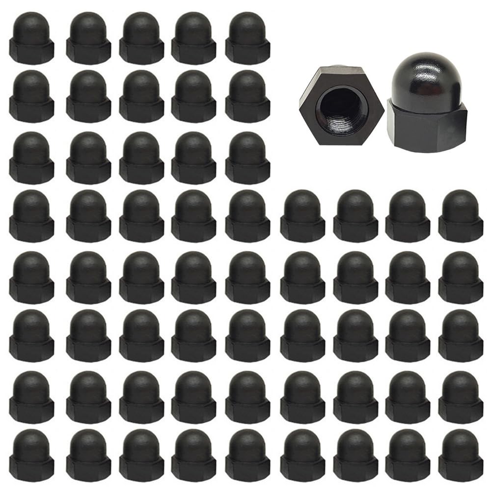 Nylon Dome Cap Nuts 100 Pcs M8 (8mm) Thread Hex Acorn Cap Nuts for Screws Bolts, Black