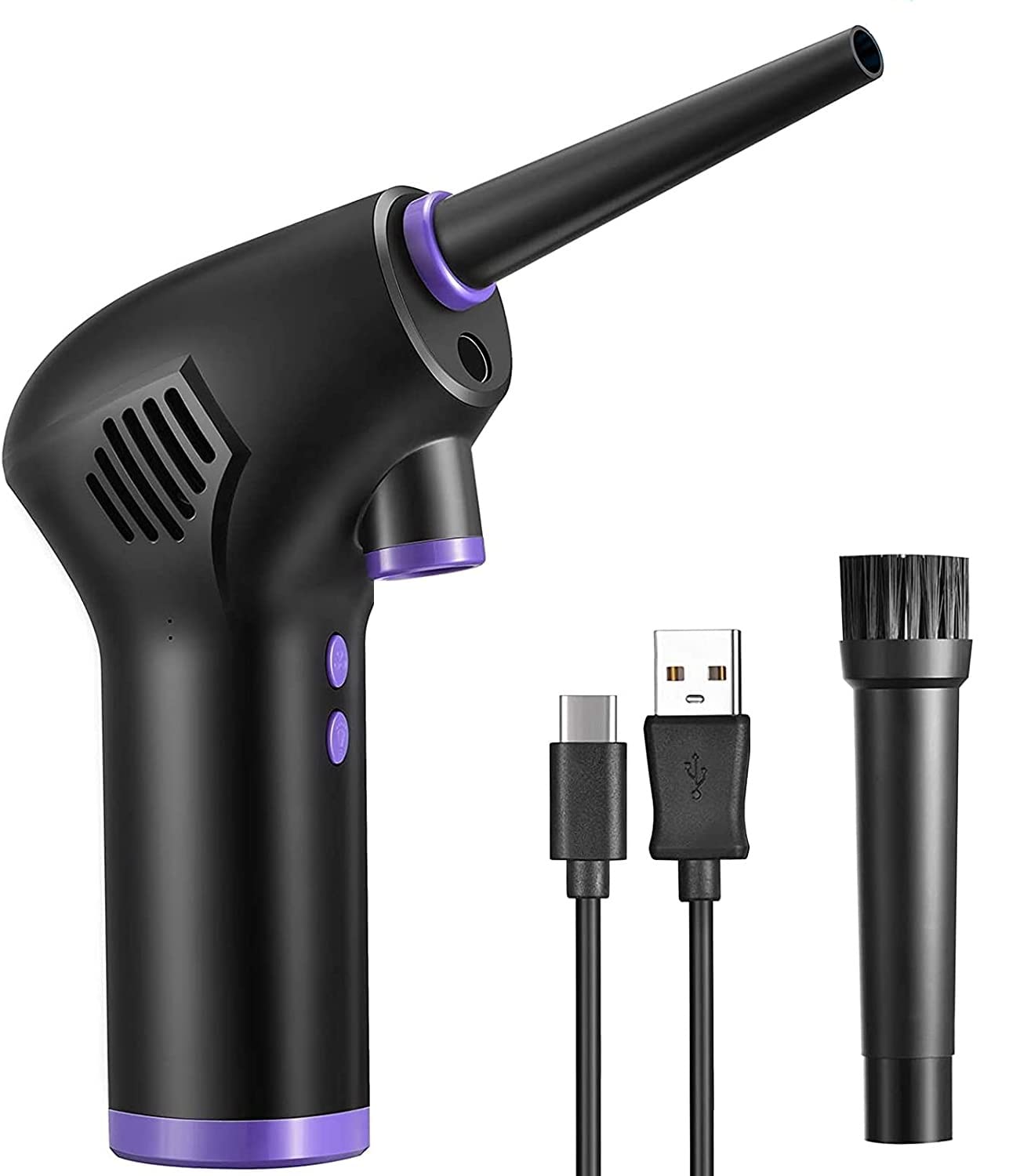 Cordless Air Duster, Compressed Electric Air Duster for Computer, Keyboard, Car, Pet House, Powerful 60W 51000RPM 6000mAh Rechargeable Battery, Replaces Compressed Air Can (Black) (45000RPM)