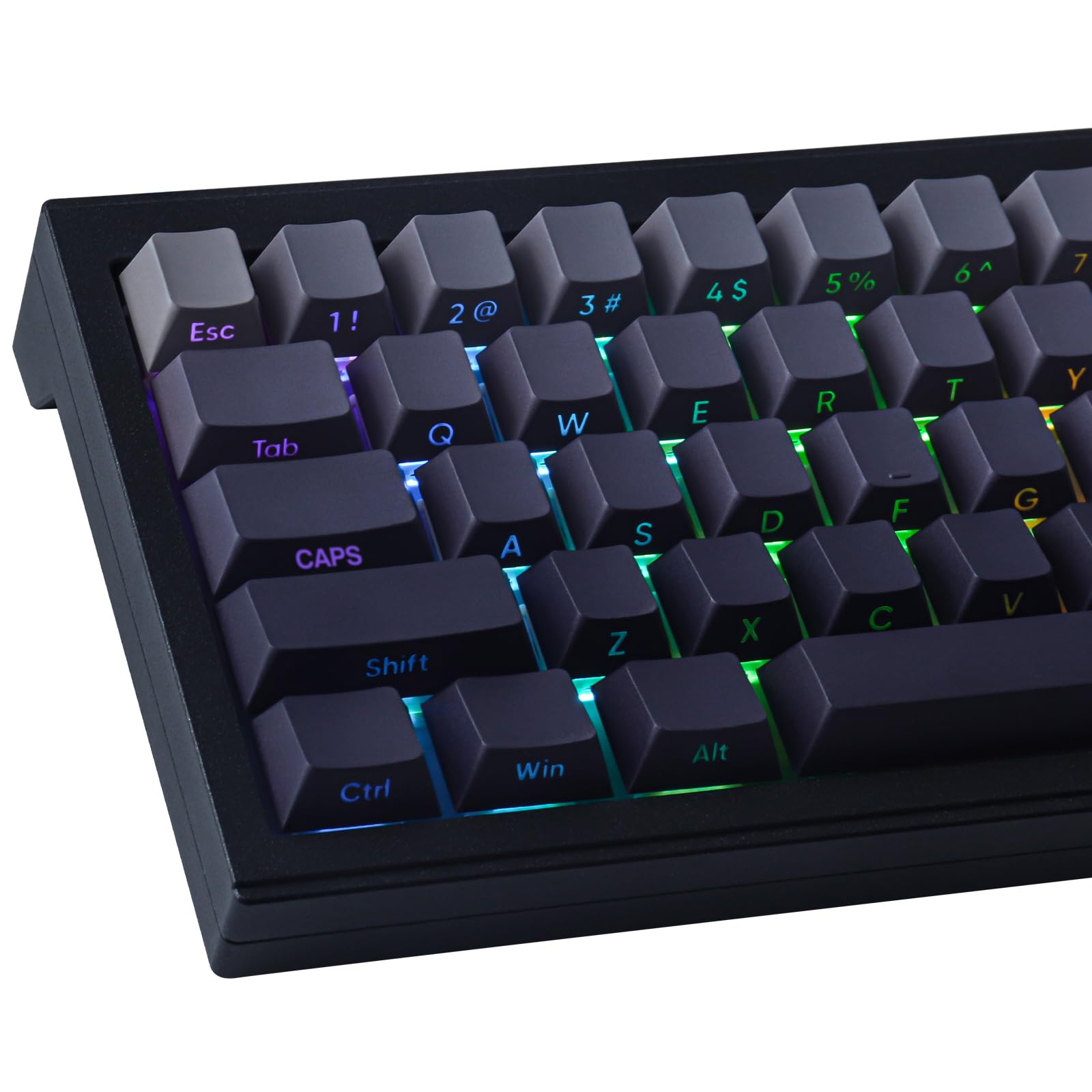 PBT Keycaps 135 Keys Custom Grey Gradient Keycaps Set Letter Side Print Shine Through Keycap ANSI&ISO Layout for Cherry MX Switches Mechanical Keyboards (Cherry Profile)