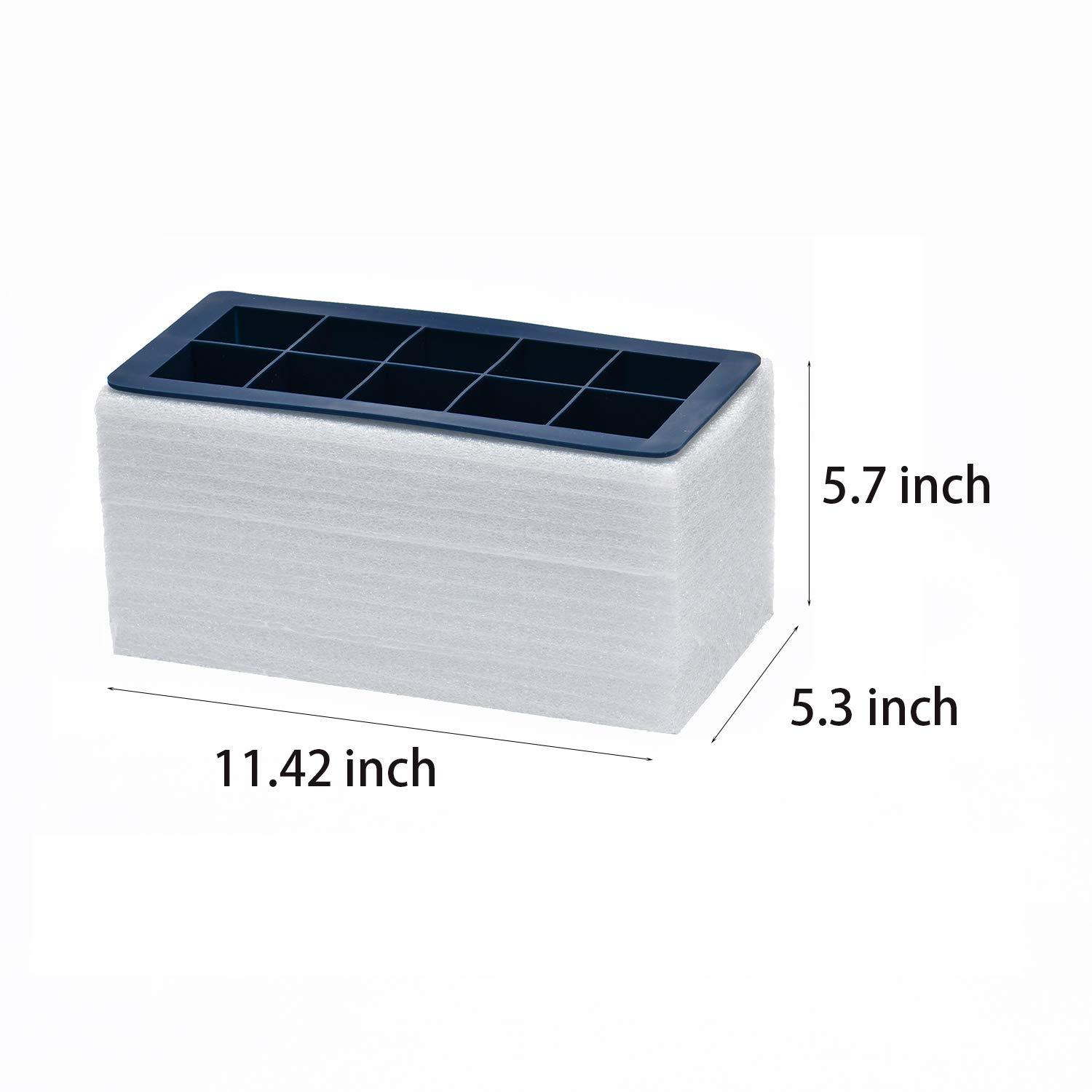 Clear Ice Cube Maker Silicone - Crystal Clear 2 Inch Ice Cube Tray,10 Large Ice Cubes Mold for Whiskey and Cocktail