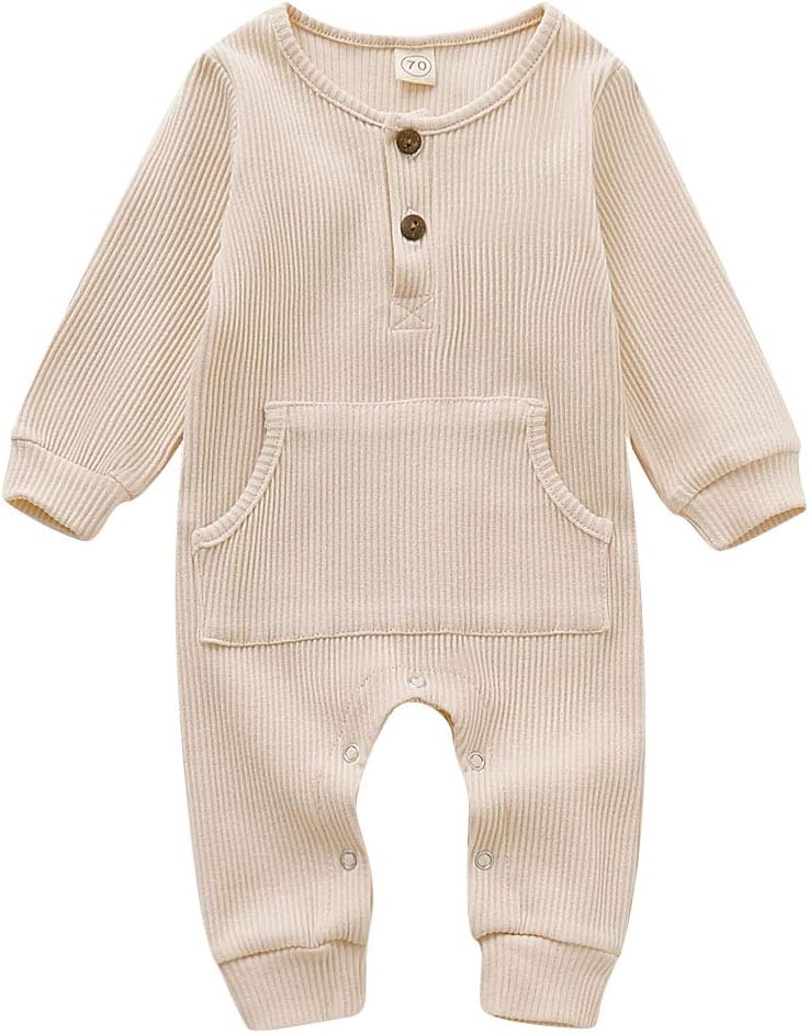 GRNSHTS Baby Boys Girls Jumpsuit Unisex Toddler Long Sleeve with Pocket Autumn Winter Outfit