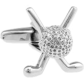 MRCUFF Golf Ball and Clubs Pair Cufflinks in a Presentation Gift Box &amp; Polishing Cloth