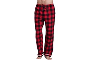 Pants for Men Classic Buffalo Plaid Flannel Pajama Pants Loose Fit Loungewear Trousers Soft Drawstring Waist Sleep Trouser